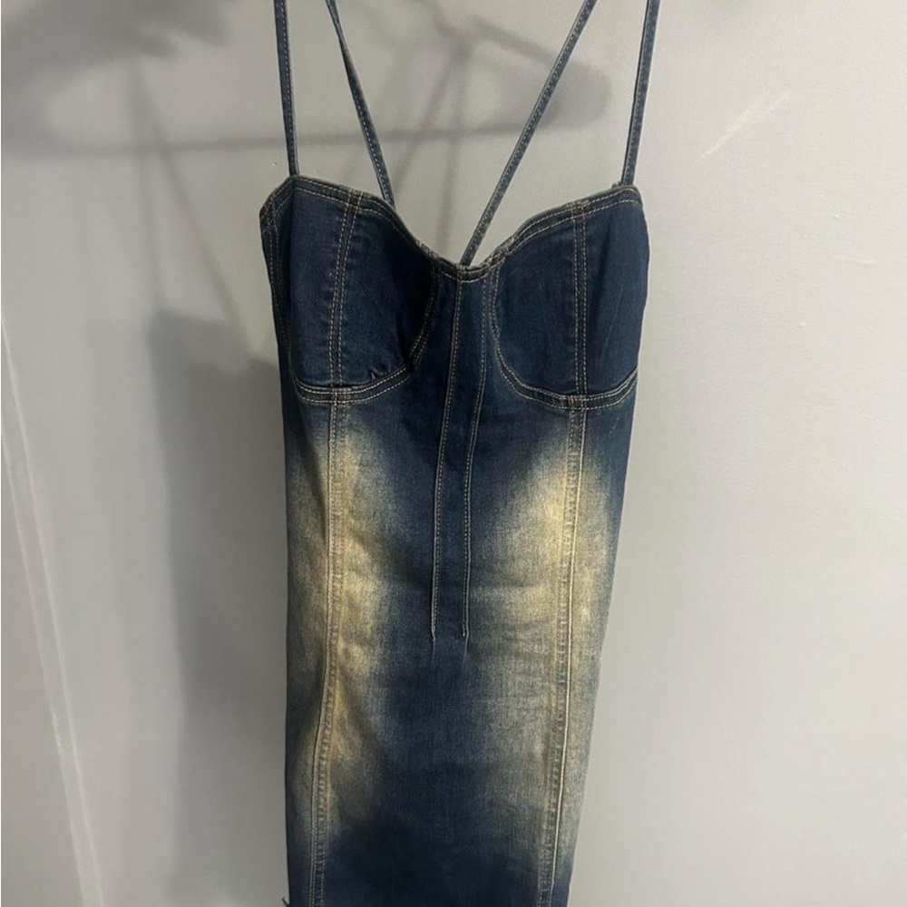 Stylish Denim Dress with Spaghetti Straps